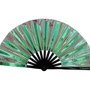 Festival Fan Holographique Vert – accessoire iridescent Rave