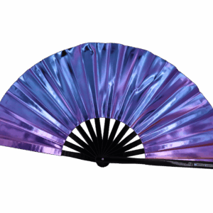 Festival Fan Holographique Bleu-Violet Métallisé – Accessoire Rave
