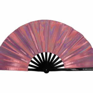 Éventail Festival Holographique Rose – accessoire Pride iridescent